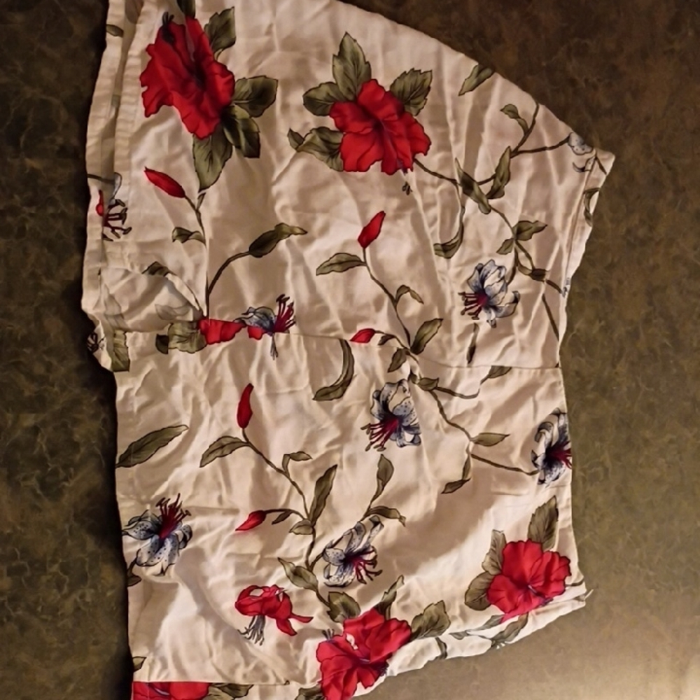 Floral Print Skirt with Red and Green Accents